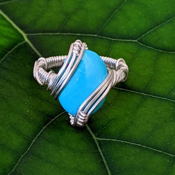 Artisan Sterling Silver Turquoise Ring Southwestern Statement Jewelry Sky Blue - Picture 7 of 15